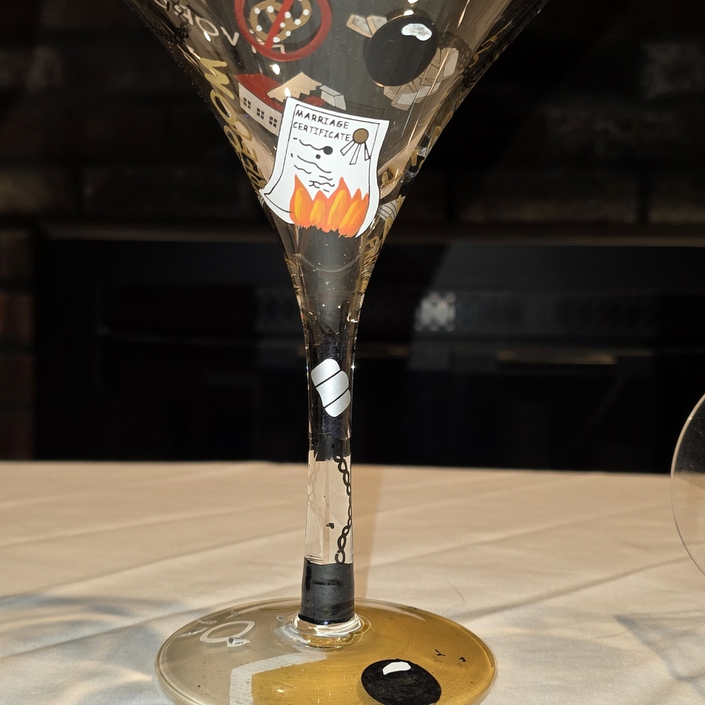 Lolita Martini Glass with Black and White Graphics